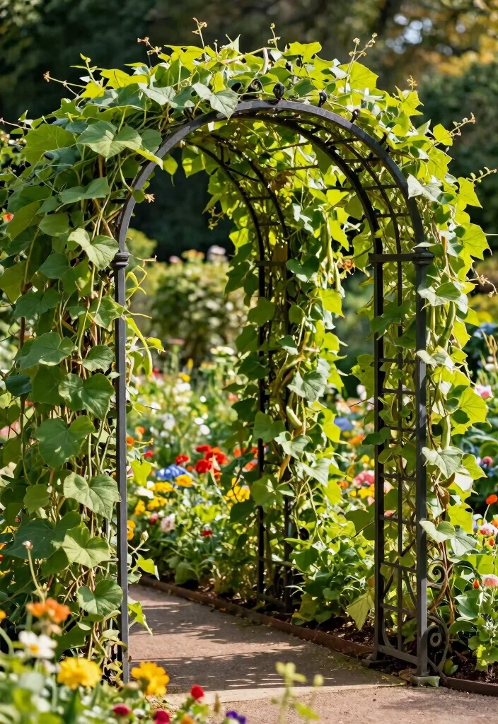 10 Bean Trellis Ideas for Easy Vertical Vegetable Gardening - 7. Arched Trellis 1