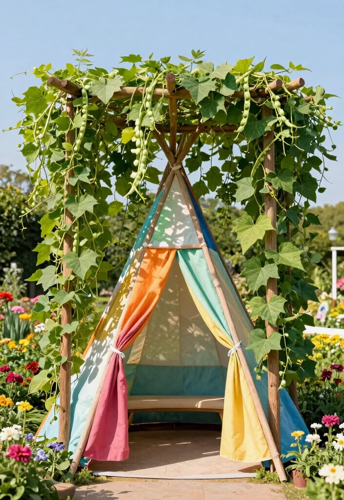 10 Bean Trellis Ideas for Easy Vertical Vegetable Gardening - 9. Tepee Trellis 1
