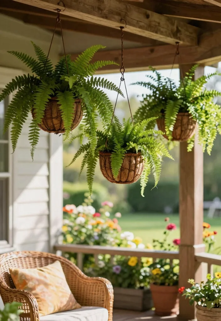 10 Boston Fern Planter Ideas for Porches, Patios, and Shaded Spaces - 1. Hanging Basket Elegance 1
