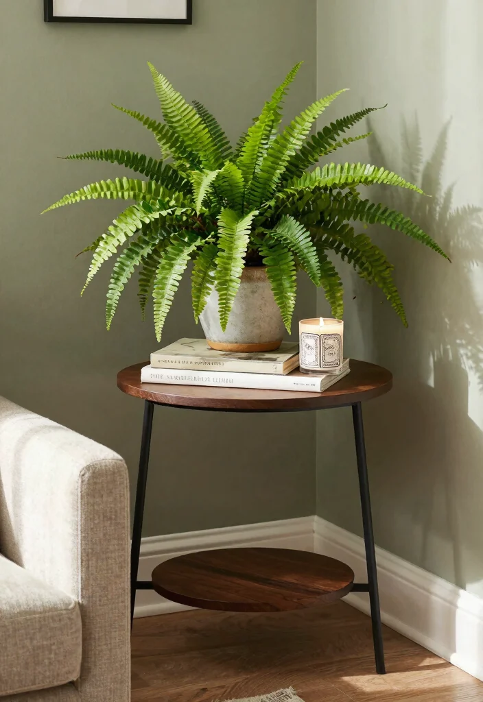 10 Boston Fern Planter Ideas for Porches, Patios, and Shaded Spaces - 2. Corner Table Arrangement 1