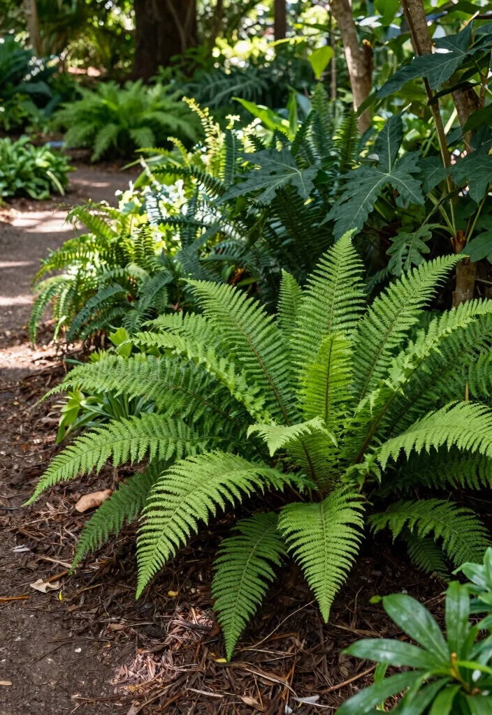 10 Boston Fern Planter Ideas for Porches, Patios, and Shaded Spaces - 9. Outdoor Garden Bed 1