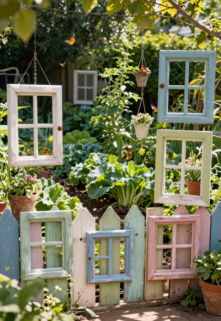 10 Cheap Fence Ideas for Gardens on a Budget - 4. Upcycled Window Frames 1
