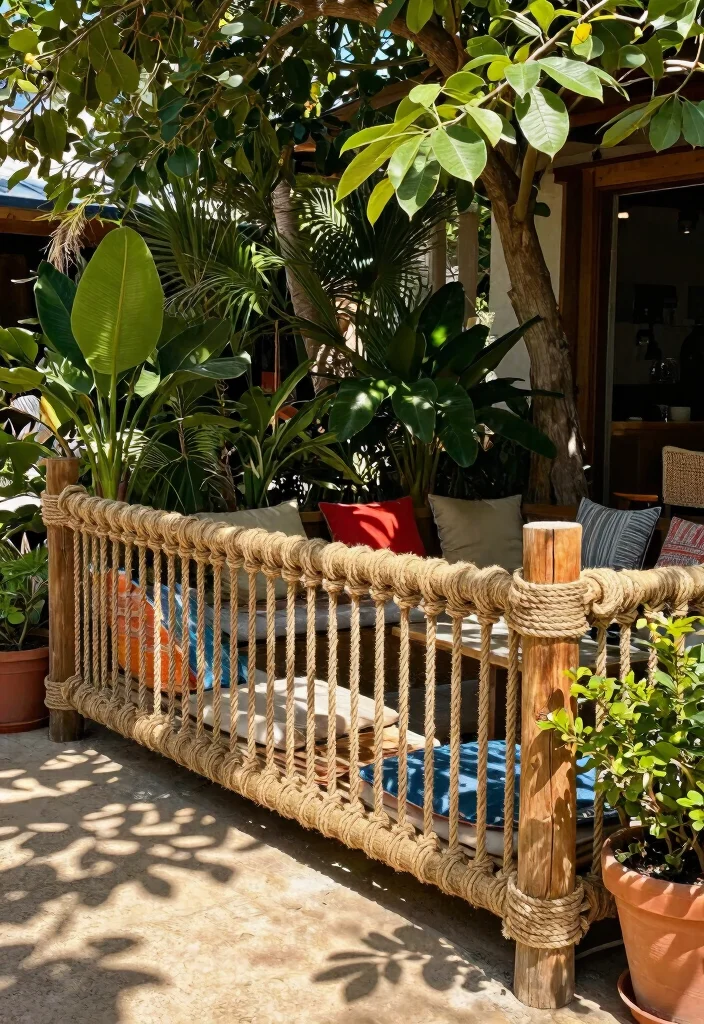 10 Cheap Fence Ideas for Gardens on a Budget - 5. Rope Fencing 1