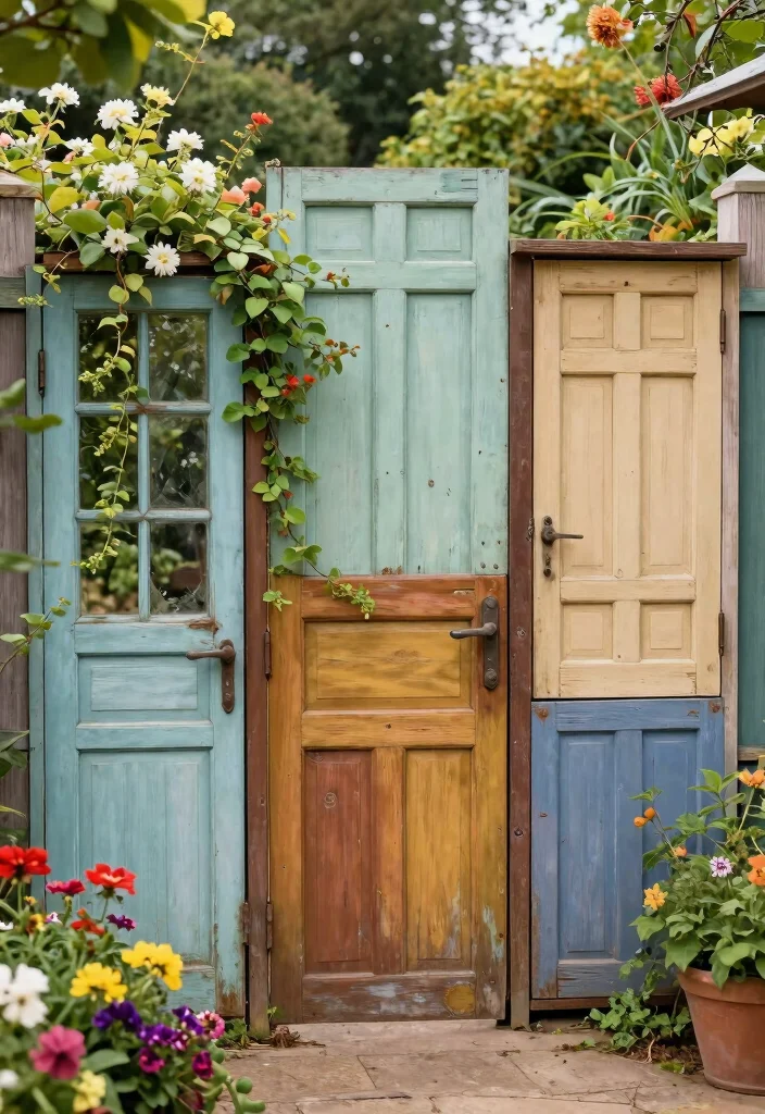10 Cheap Fence Ideas for Gardens on a Budget - 8. Old Doors and Gates 1