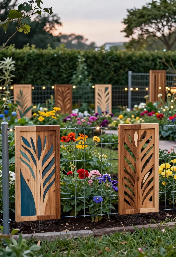 10 Cheap Fence Ideas for Gardens on a Budget - 9. Wire Fencing with Decorative Panels 1