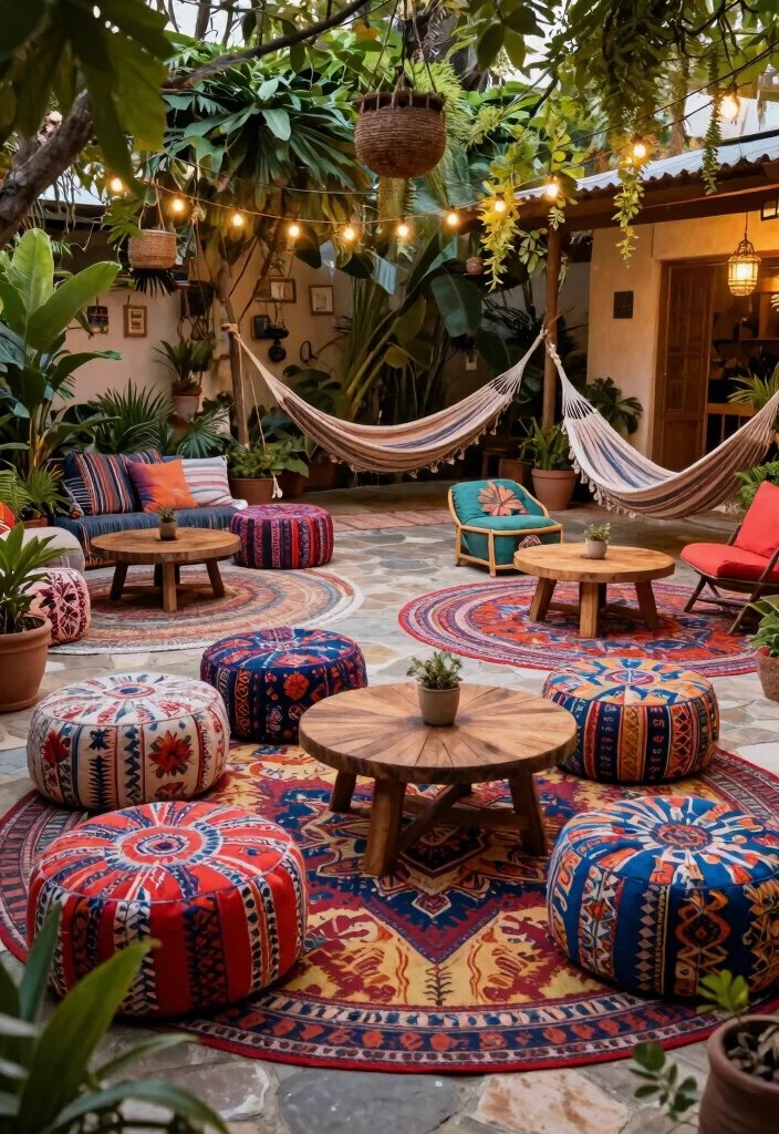 10 Circle Patio Ideas for Cozy and Balanced Outdoor Seating - 4. Bohemian Circle Patios 1