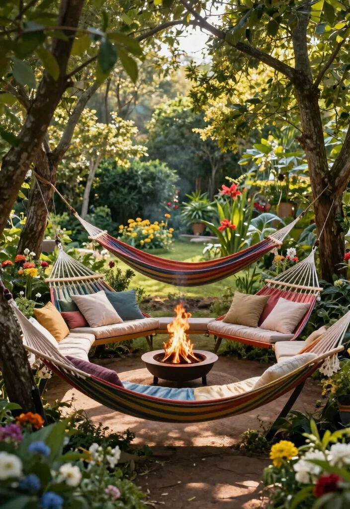 10 Circle Patio Ideas for Cozy and Balanced Outdoor Seating - 6. Circular Hammock Retreats 1