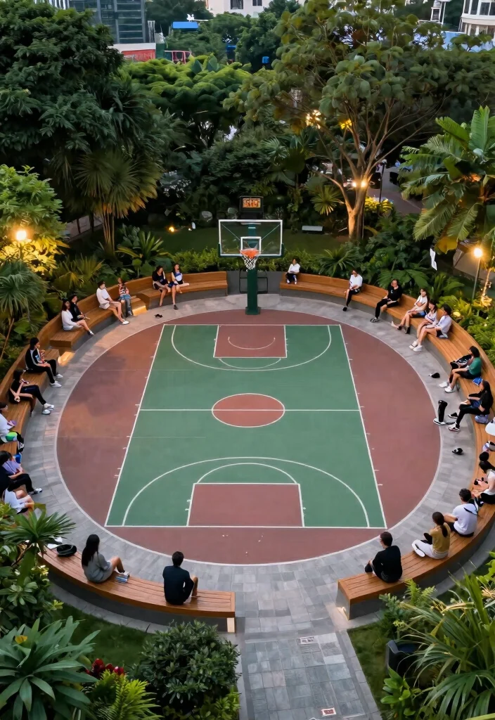 10 Circle Patio Ideas for Cozy and Balanced Outdoor Seating - 9. Circular Sports Areas 1