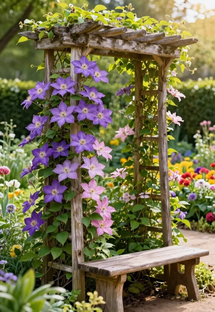 10 Clematis Trellis Ideas for Stunning Vertical Flower Displays - 1. Rustic Wooden Trellis 1