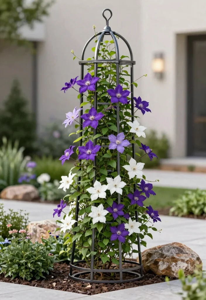 10 Clematis Trellis Ideas for Stunning Vertical Flower Displays - 2. Elegant Metal Trellis 1