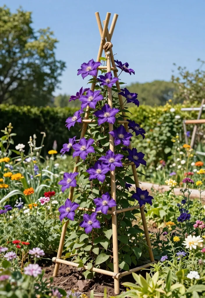 10 Clematis Trellis Ideas for Stunning Vertical Flower Displays - 3. DIY Bamboo Trellis 1