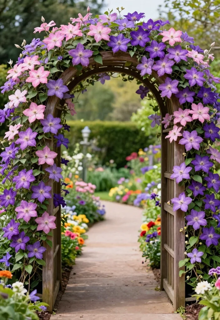 10 Clematis Trellis Ideas for Stunning Vertical Flower Displays - 5. Archway Trellis 1
