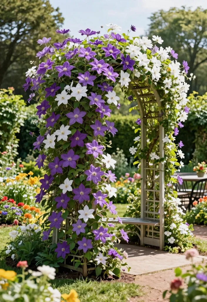 10 Clematis Trellis Ideas for Stunning Vertical Flower Displays - 7. Circular Trellis 1