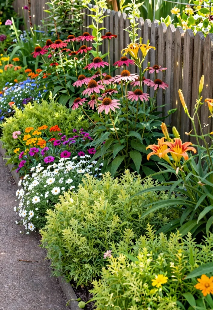 10 Fence Planting Ideas to Soften Garden Borders - 3. Colorful Perennial Borders for Year-Round Interest 1