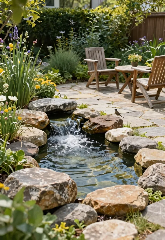 10 Flagstone Patio Ideas for Natural Outdoor Charm - 4. Eco-Friendly Water Features 1