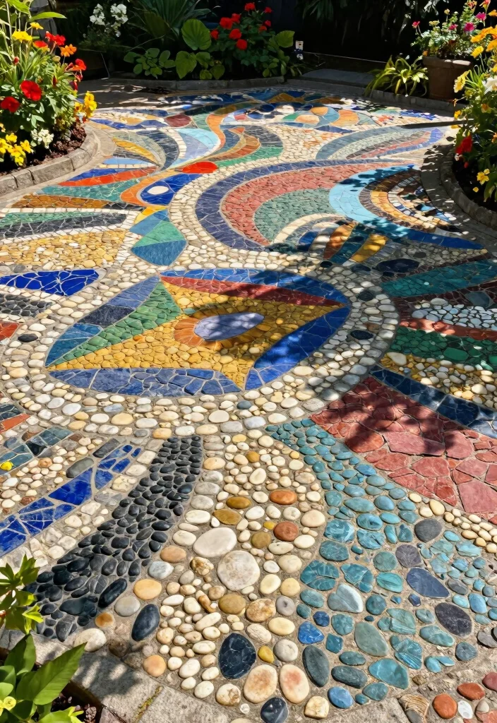 10 Flagstone Patio Ideas for Natural Outdoor Charm - 8. DIY Flagstone Mosaic 1