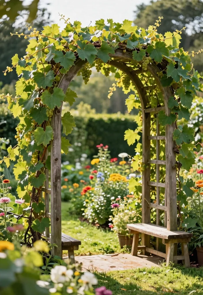 10 Grape Trellis Ideas for Backyard Vine Growing - 1. Classic Wooden Arch Trellis 1