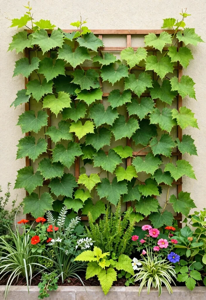 10 Grape Trellis Ideas for Backyard Vine Growing - 10. DIY Living Wall Trellis 1