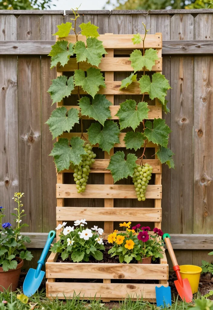 10 Grape Trellis Ideas for Backyard Vine Growing - 2. Vertical Pallet Garden Trellis 1