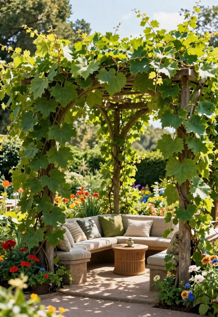 10 Grape Trellis Ideas for Backyard Vine Growing - 5. Freestanding Grape Arbor 1