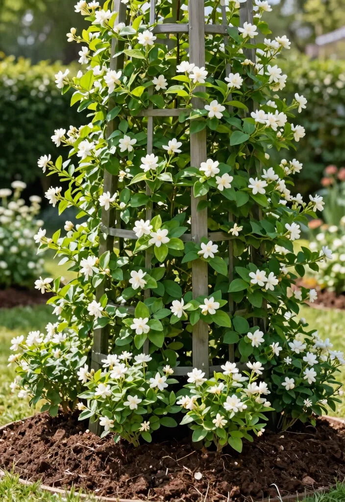 10 Jasmine Trellis Ideas for Fragrant Vertical Garden Design - 8. Trellis with Integrated Planters 1
