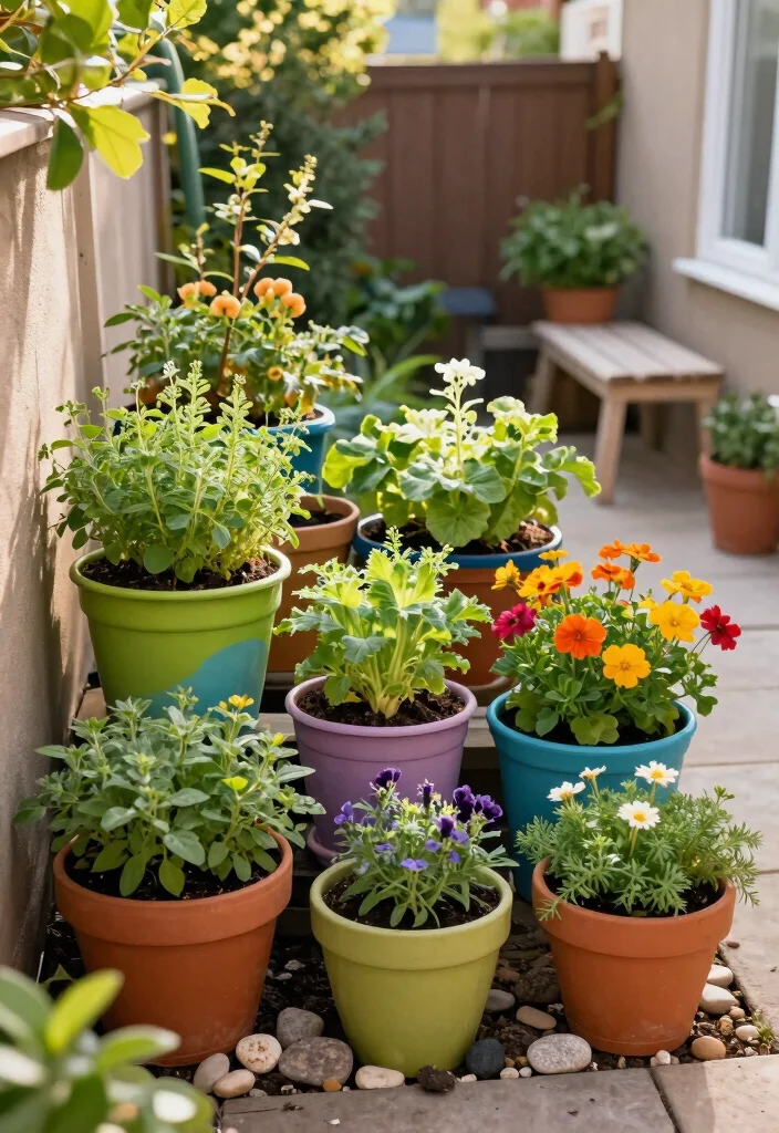 10 Long Narrow Backyard Ideas to Maximize Small Outdoor Spaces - 4. Container Gardening 1