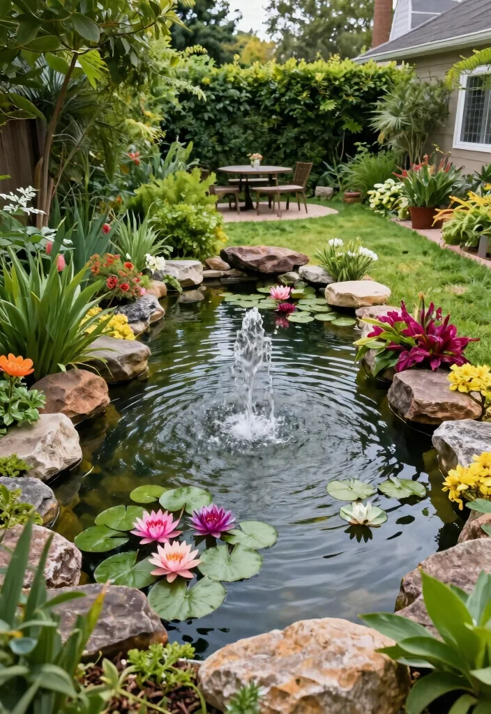 10 Long Narrow Backyard Ideas to Maximize Small Outdoor Spaces - 6. Water Features 1