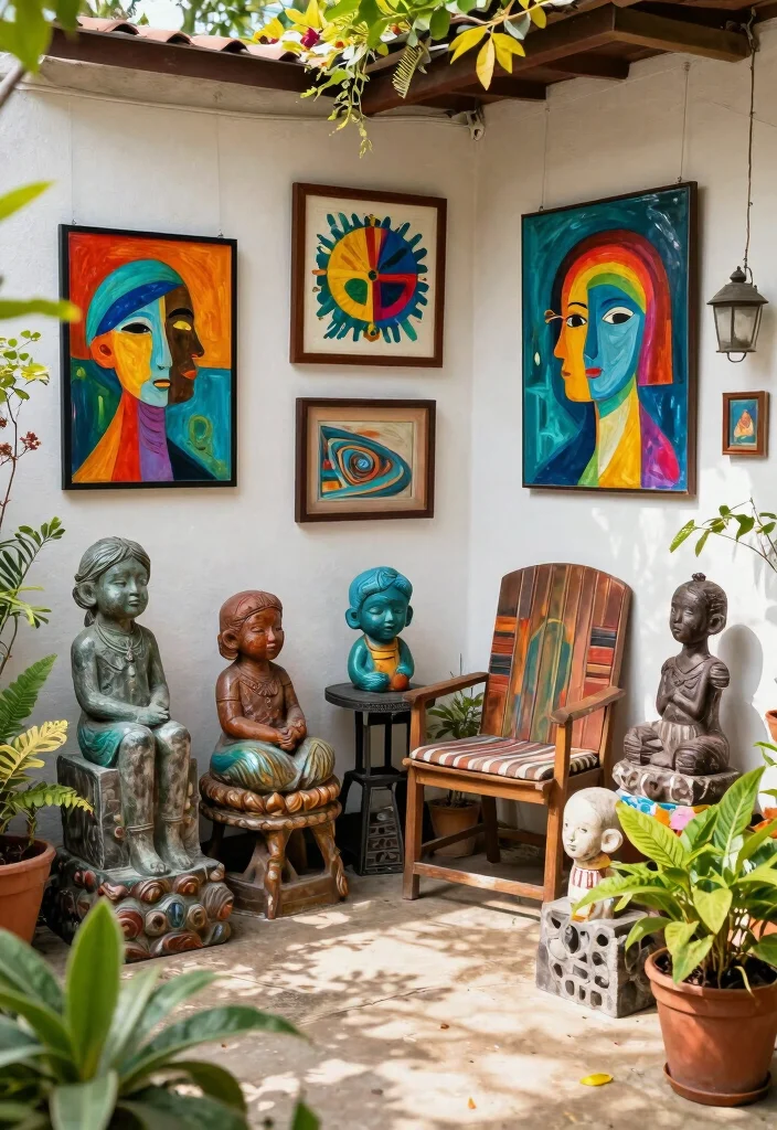 10 Outdoor Small Patio Ideas for Compact and Stylish Living - 10. Outdoor Art for Personal Touch 1