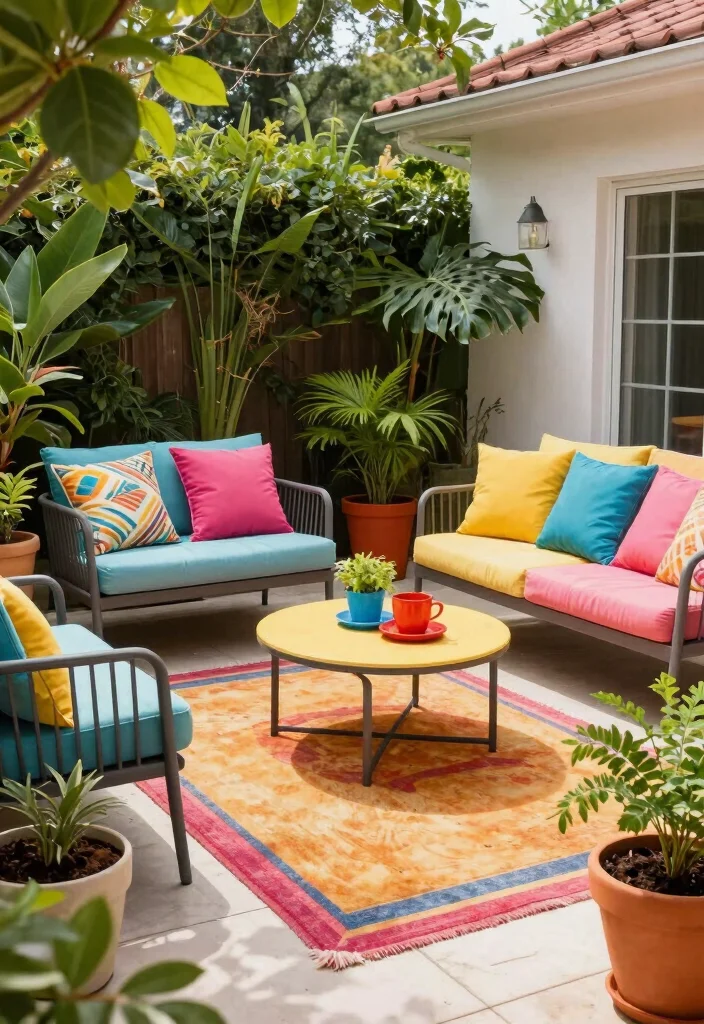 10 Outdoor Small Patio Ideas for Compact and Stylish Living - 8. Use of Colorful Accents 1