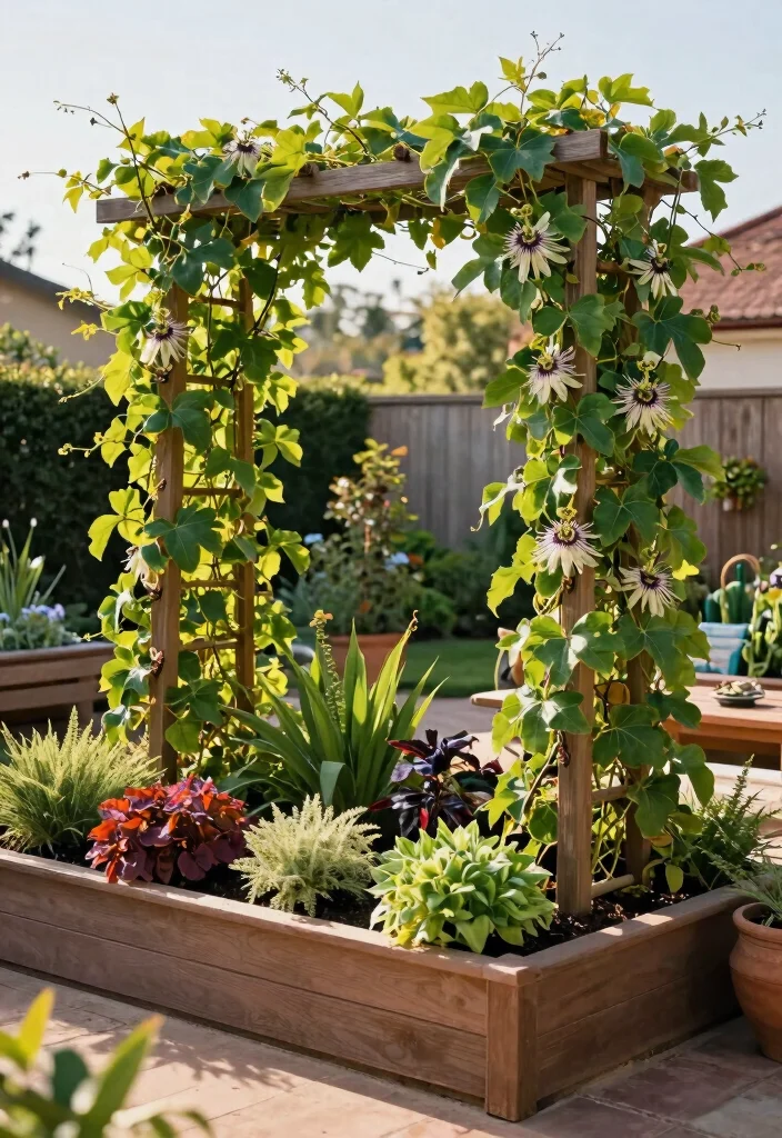 10 Passion Fruit Trellis Ideas for Tropical Garden Spaces - 10. Integrated Garden Structures 1