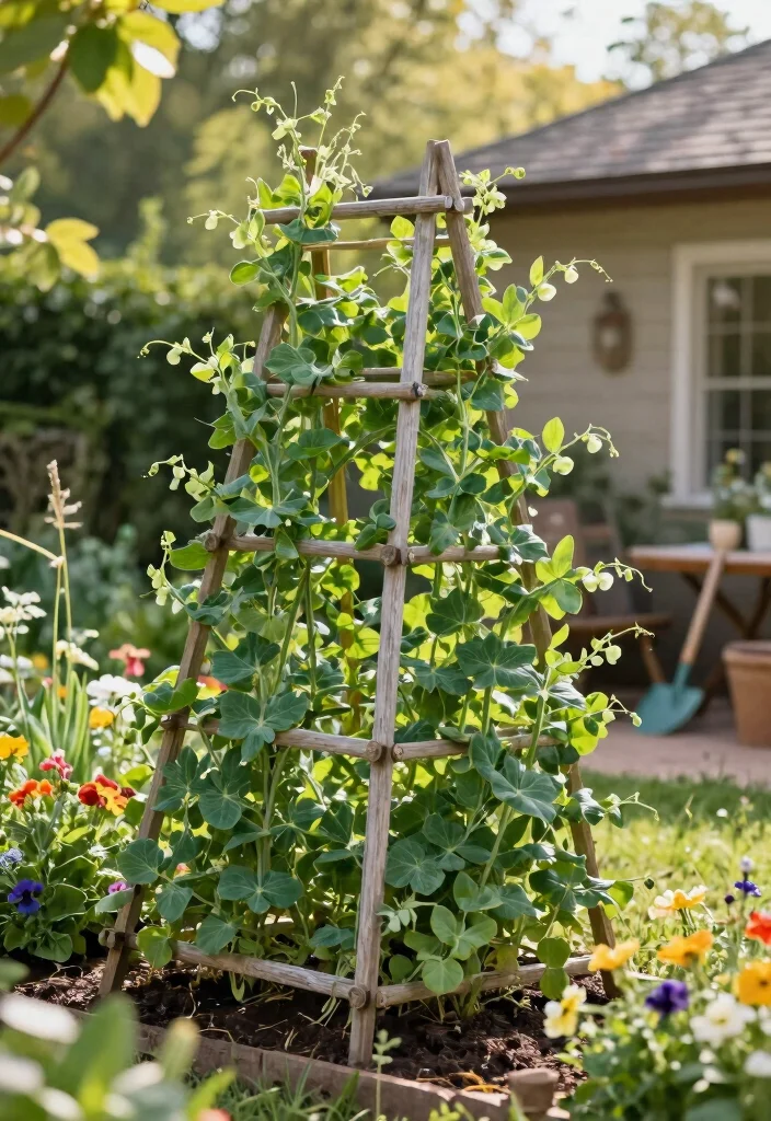 10 Pea Trellis Ideas for Productive Small Space Gardens - 1. Classic A-Frame Trellis 1