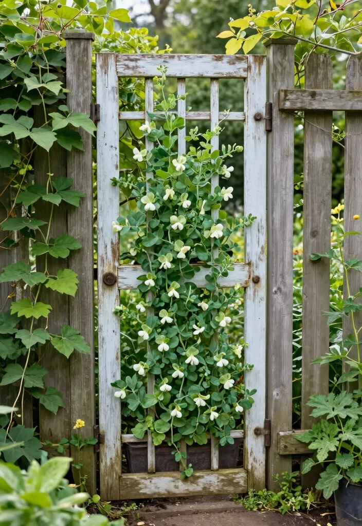 10 Pea Trellis Ideas for Productive Small Space Gardens - 10. Repurposed Door Trellis 1