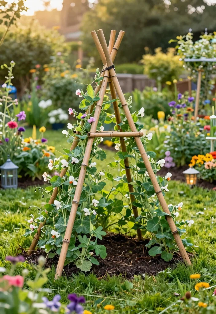 10 Pea Trellis Ideas for Productive Small Space Gardens - 4. Teepee Trellis 1