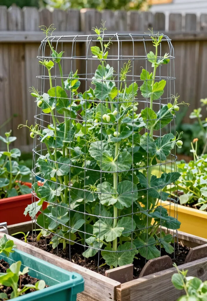 10 Pea Trellis Ideas for Productive Small Space Gardens - 6. Wire Fencing Trellis 1