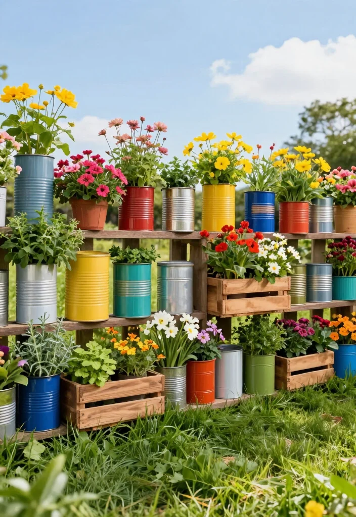 10 Planter Fence Ideas for Vertical Garden Privacy - 5. Recycled Container Planters 1