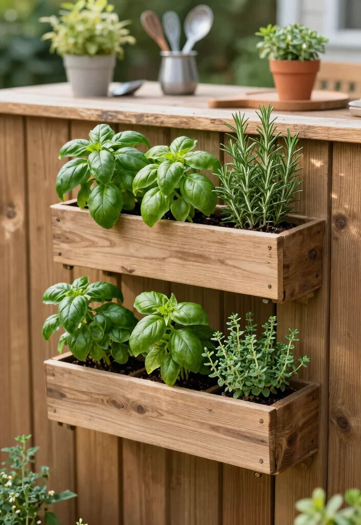 10 Planter Fence Ideas for Vertical Garden Privacy - 8. Vertical Herb Garden Fence 1
