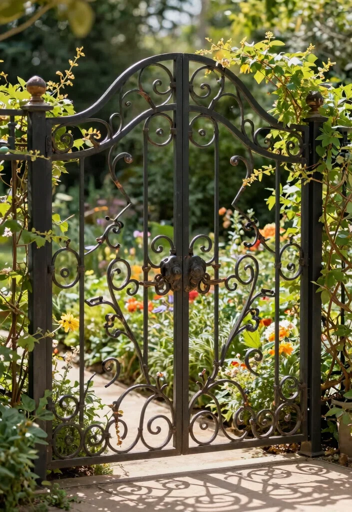 10 Raised Garden Fence Ideas to Protect Plants and Add Style - 2. Decorative Wrought Iron Fencing 1