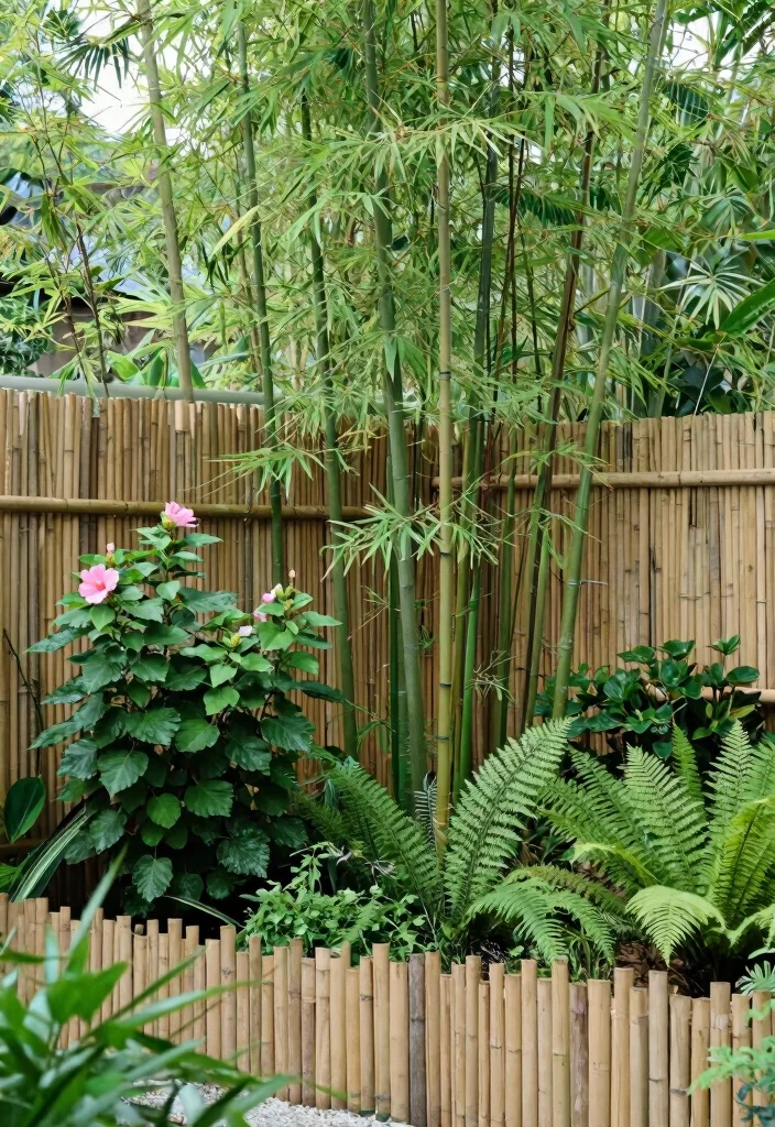 10 Raised Garden Fence Ideas to Protect Plants and Add Style - 4. Bamboo Fencing for a Tropical Vibe 1