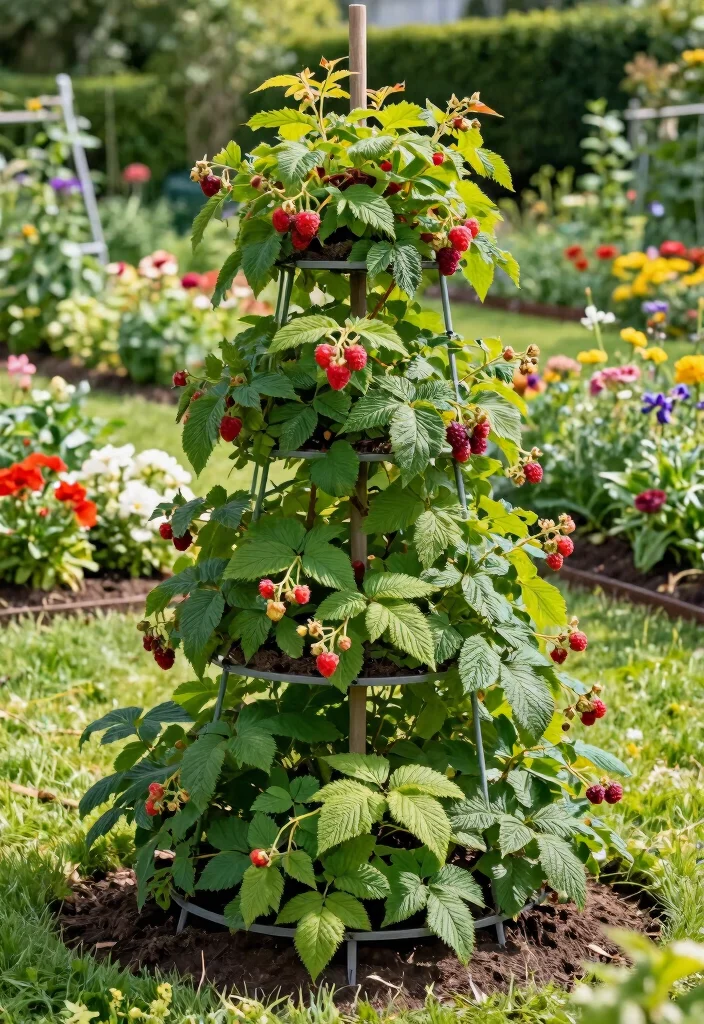 10 Raspberry Trellis Ideas for Healthy and Organized Garden Rows - 10. Multi-Level Trellis System 1