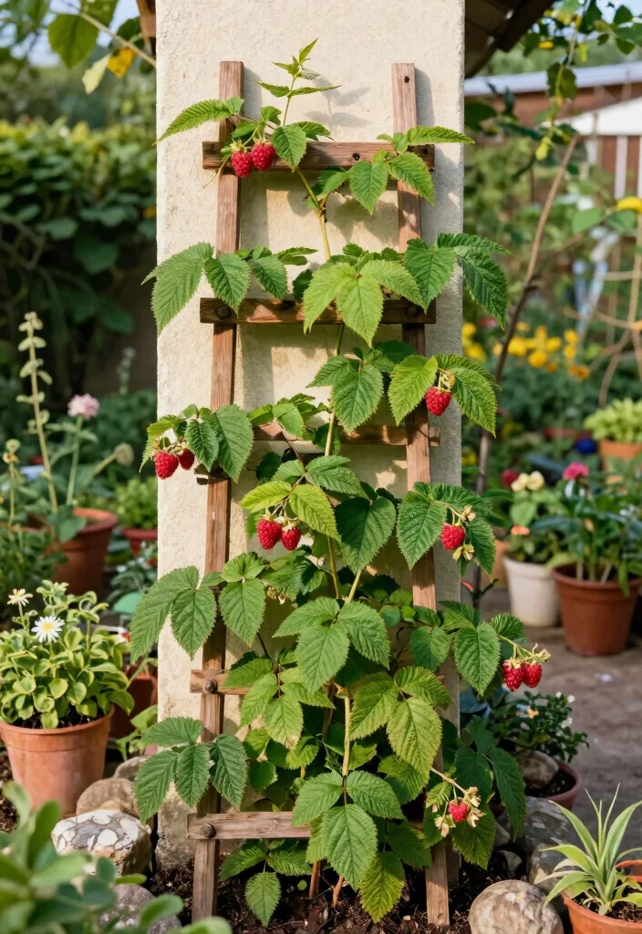10 Raspberry Trellis Ideas for Healthy and Organized Garden Rows - 2. A Fan Trellis for Space-Saving 1
