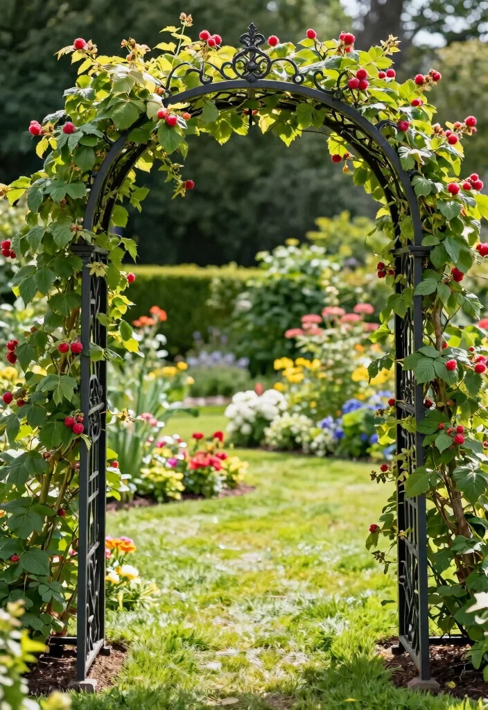 10 Raspberry Trellis Ideas for Healthy and Organized Garden Rows - 4. Decorative Arch Trellis 1