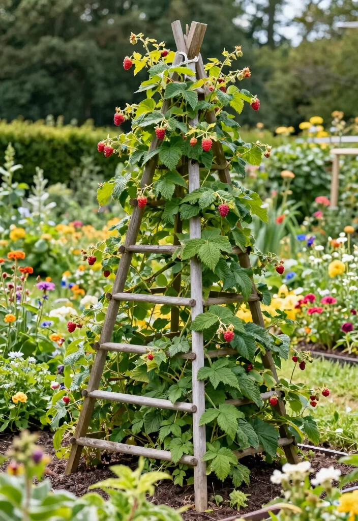 10 Raspberry Trellis Ideas for Healthy and Organized Garden Rows - 6. A Simple A-Frame Trellis 1