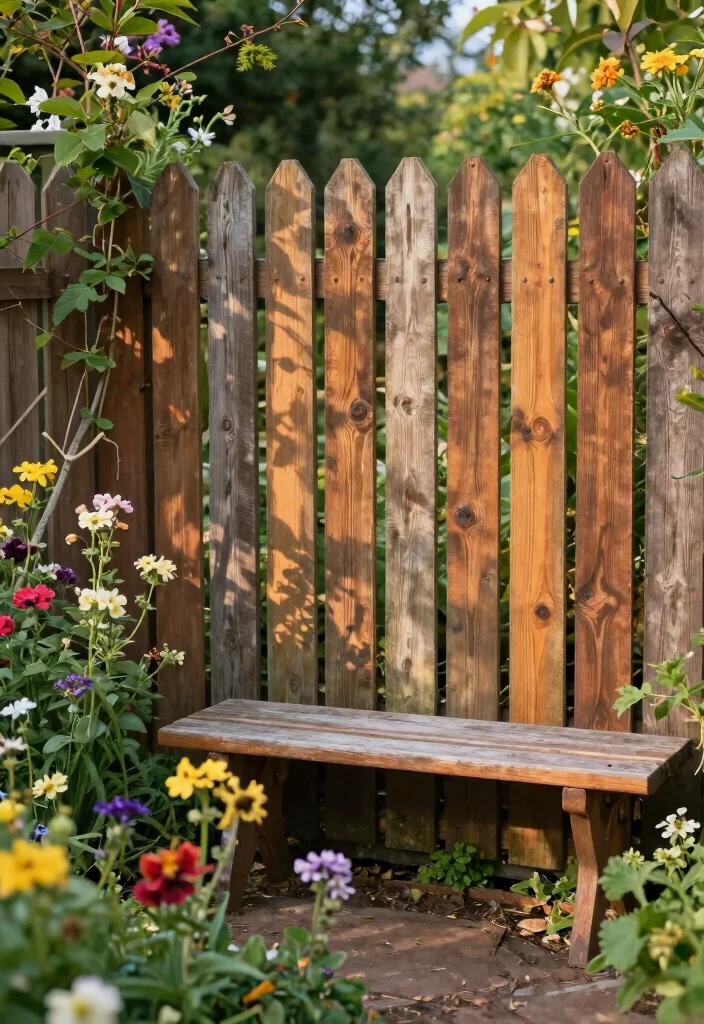 10 Short Garden Fence Ideas for Decorative Boundaries - 7. Vintage Wood Slat Fencing 1