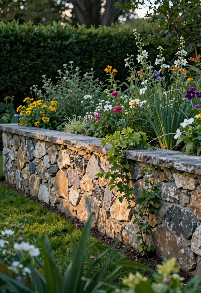 10 Short Garden Fence Ideas for Decorative Boundaries - 8. Stone Wall Fencing 1