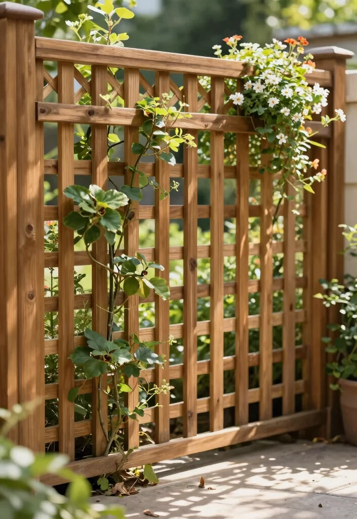 10 Simple Garden Fence Ideas for Clean and Practical Yards - 10. Simple Wooden Lattice 1