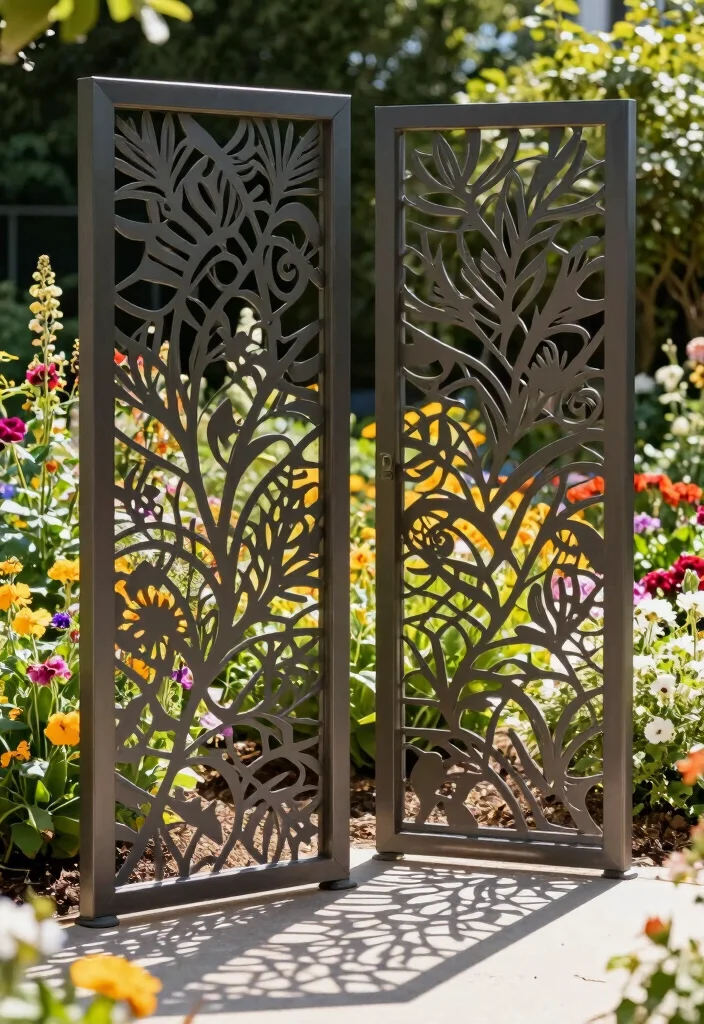 10 Simple Garden Fence Ideas for Clean and Practical Yards - 7. Decorative Metal Screens 1