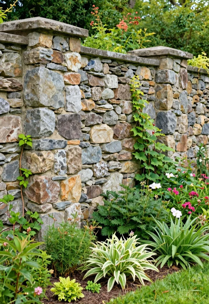 10 Simple Garden Fence Ideas for Clean and Practical Yards - 8. Stone Wall Fencing 1