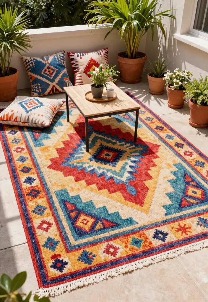 10 Simple Garden Patio Ideas for Easy Outdoor Living 23 10 Simple Garden Patio Ideas for Easy Outdoor Living - 3. Outdoor Rugs for Comfort and Style 1