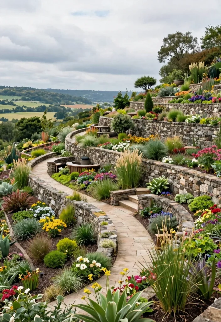 10 Slope Backyard Ideas for Challenging Landscape Layouts - 3. Terraced Gardens 1