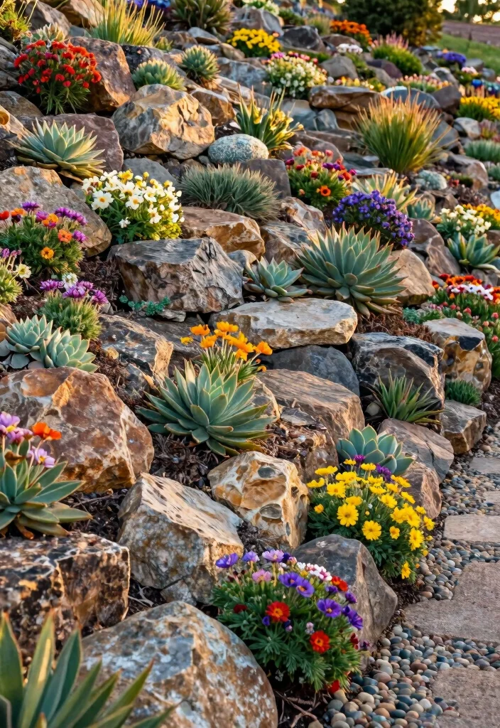 10 Slope Backyard Ideas for Challenging Landscape Layouts - 4. Rock Gardens as Natural Erosion Control 1
